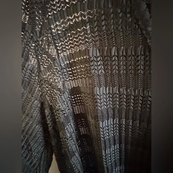 Jordan Taylor Black Mesh Chevron V-neck Swim Beach Coverup Bell sleeves - Picture 8 of 13